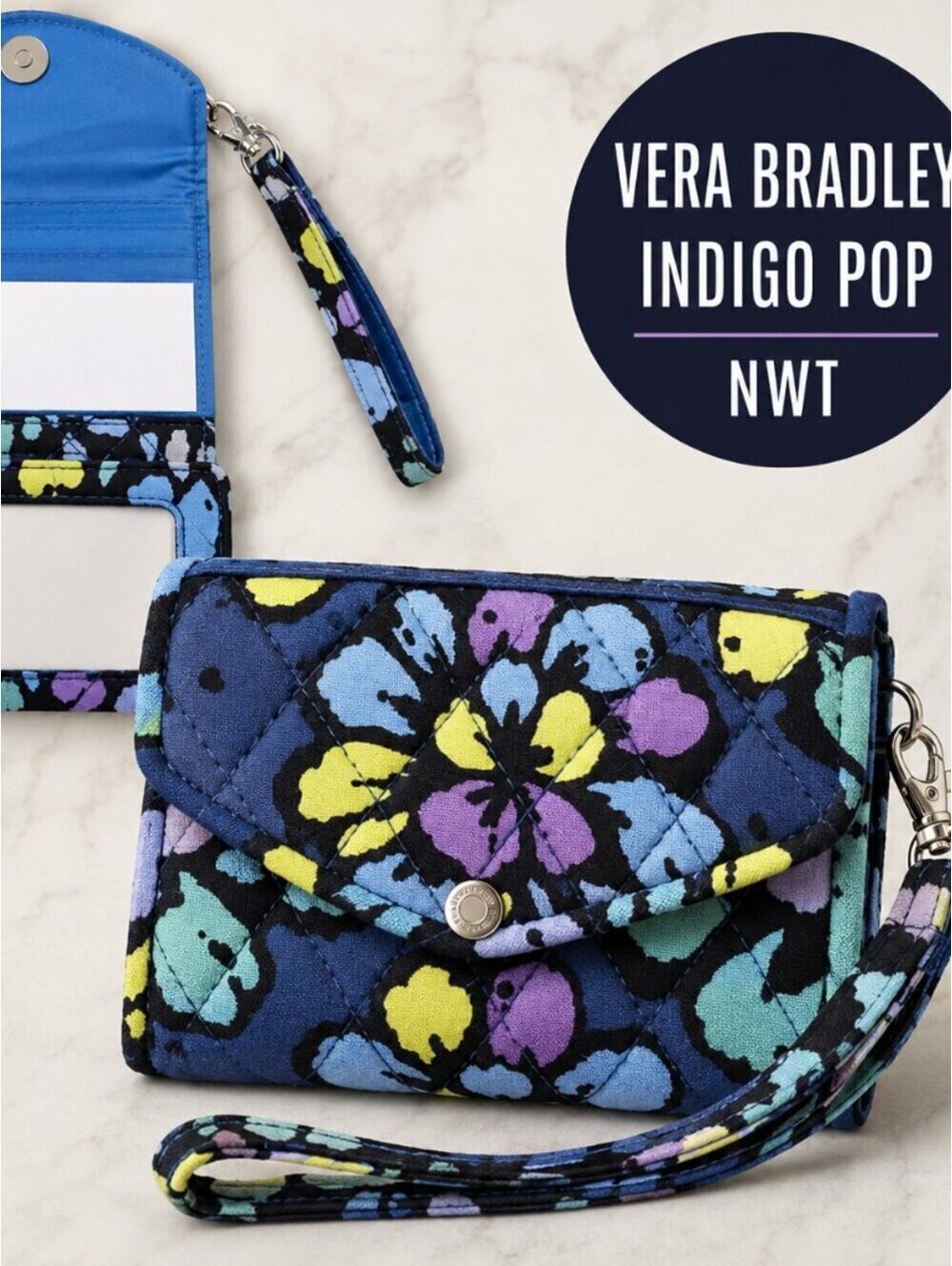 New With Tags | Vera Bradley | Indigo Pop Super Smart Wristlet Wallet